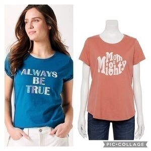 2 Women’s Plus Size Sonoma Blue and Orange Graphic T Shirts